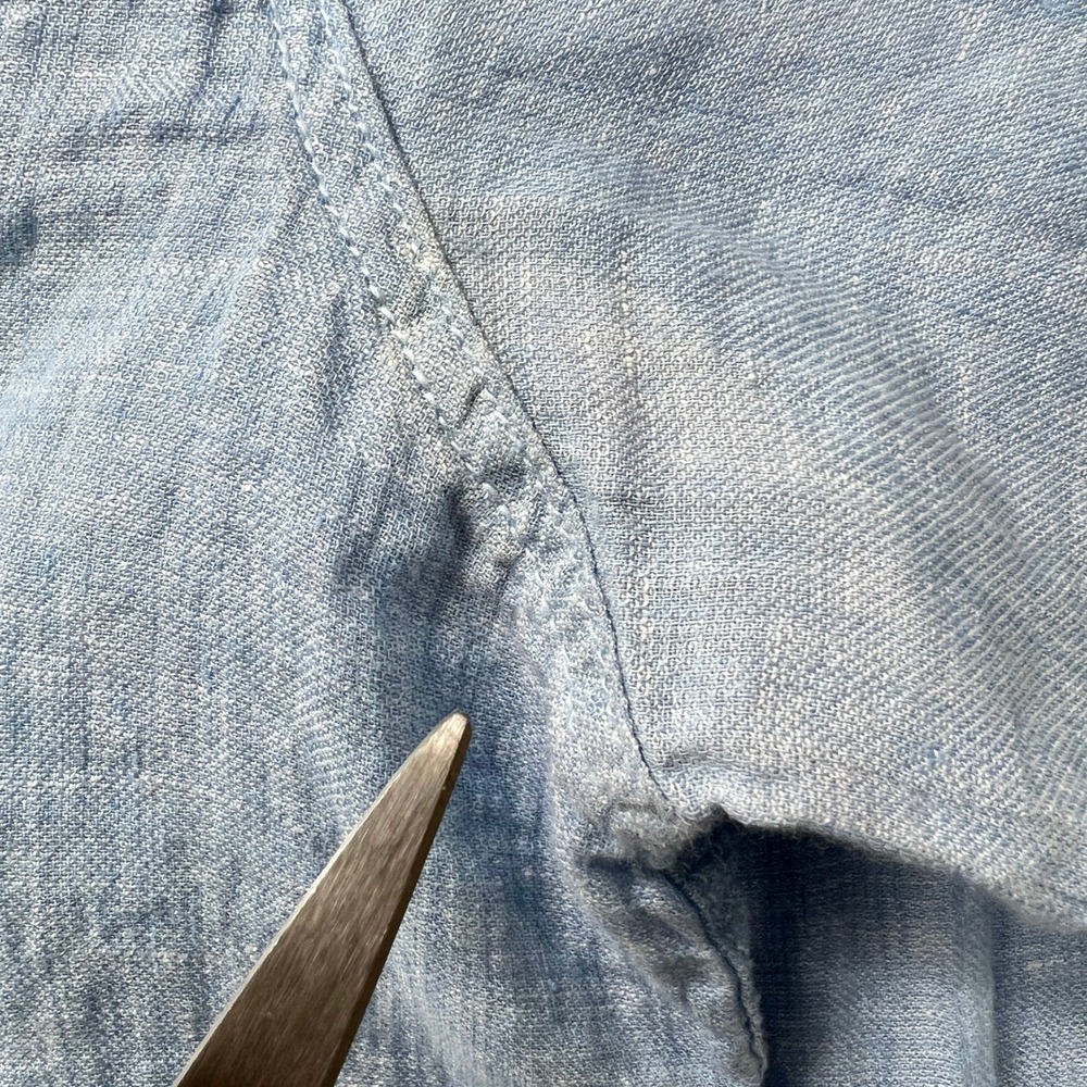 MARTIN GORDON Linen‎ Shirt Long Sleeve Button Up Light Blue Mens XL Coastal - Picture 9 of 11